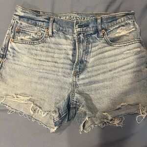 American Eagle Outfitters Women's Light Blue Distressed Jean Shorts